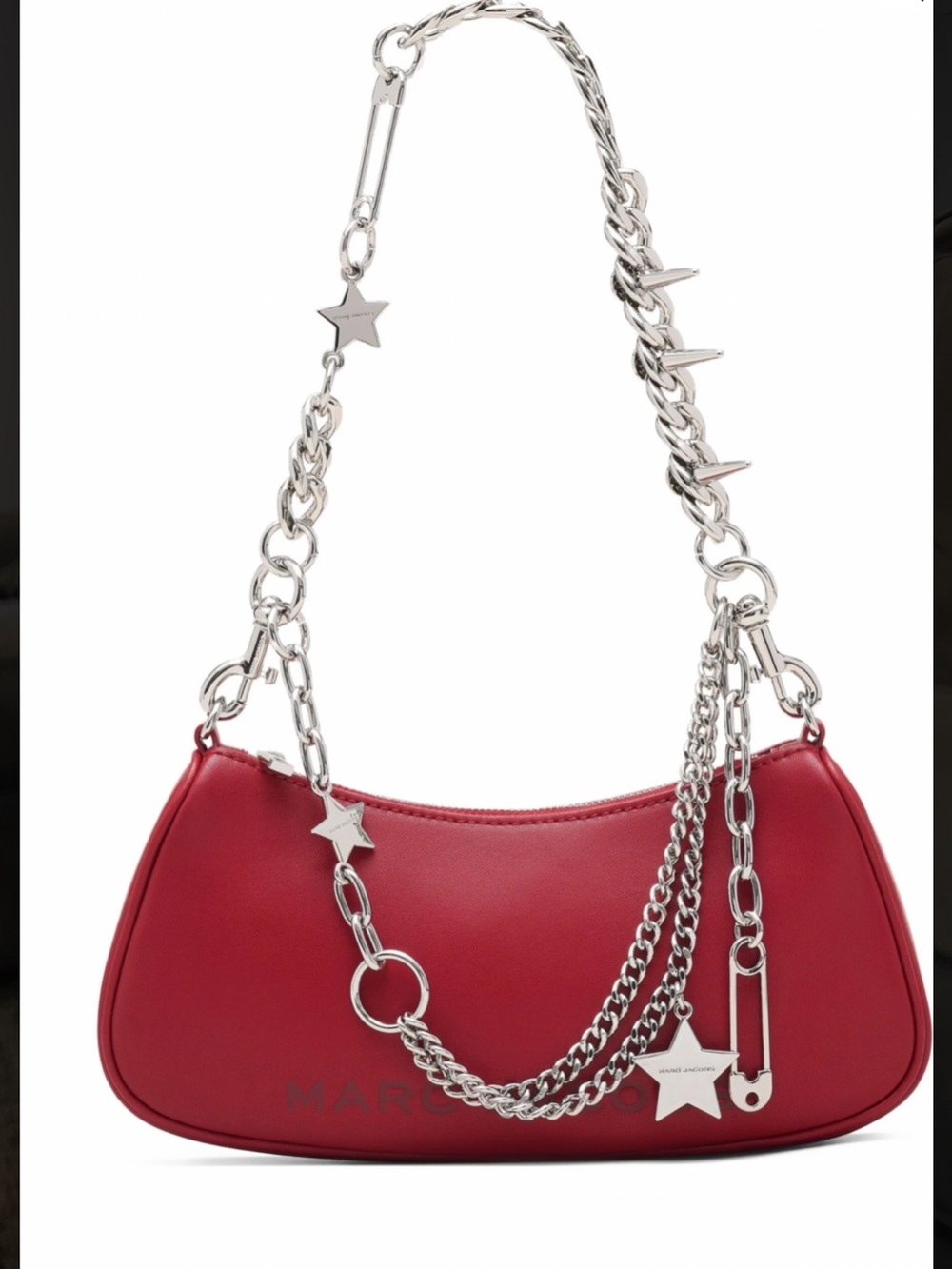 Marc Jacobs Red Leather Small Shoulder Bag with Zip